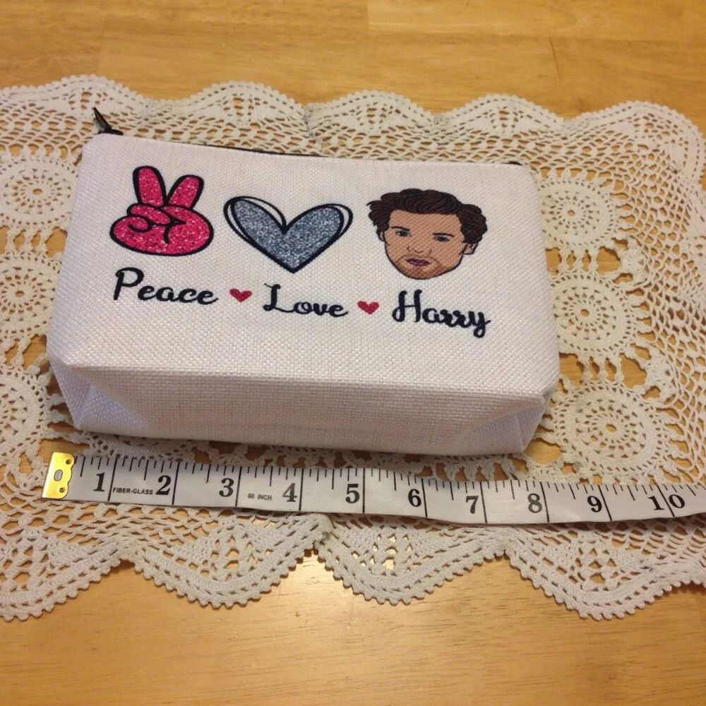 Nice lined Cosmetic / makeup / toiletry bag, peace love harry